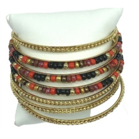 Thalia Sodi Multi-Color Gold Beaded Bangle Bracelet Set, NWT! - Picture 1 of 4